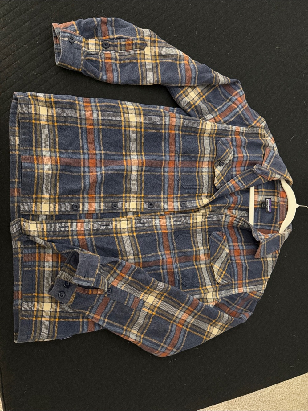 Patagonia Blue, Rust & Cream Plaid Flannel Shirt